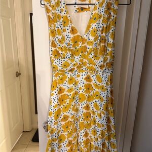 Anthropologie Yellow and White Floral Mini Dress